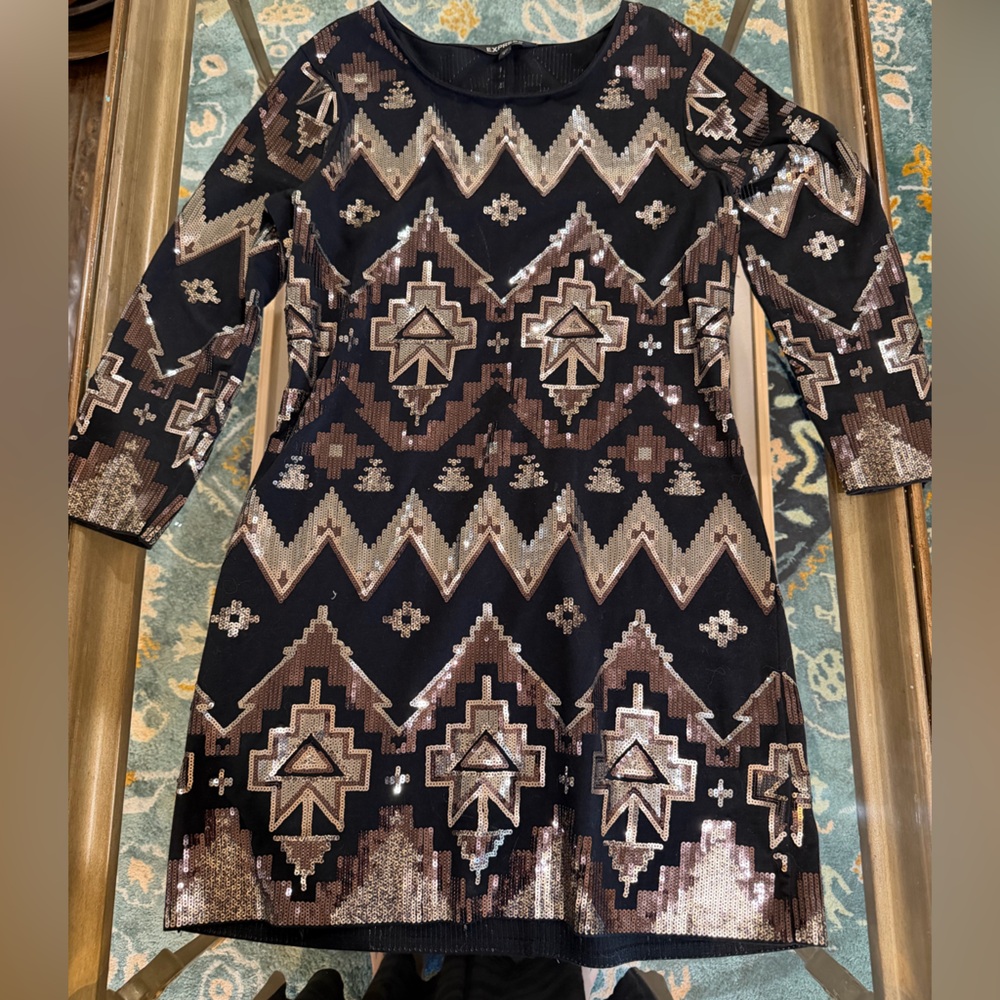 Express Black Dress with Sequin Detail